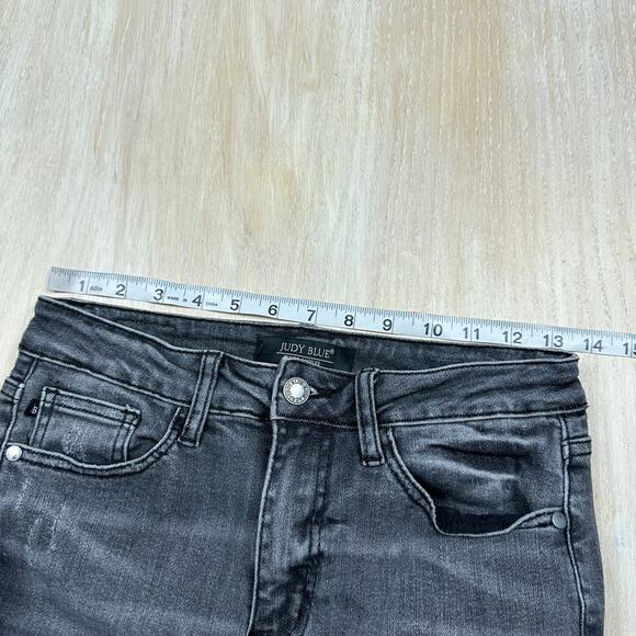 Judy Blue Gray Skinny Fit Mid Rise Capri Casual Cropped Ankle Denim Jeans 26 - Picture 5 of 16